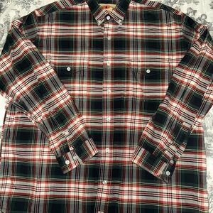 Larry Mahan Black, Red and White Plaid Button-Down Shirt